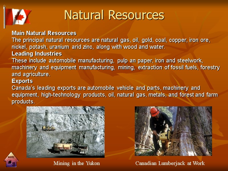 Natural Resources Mining in the Yukon Canadian Lumberjack at Work Main Natural Resources 